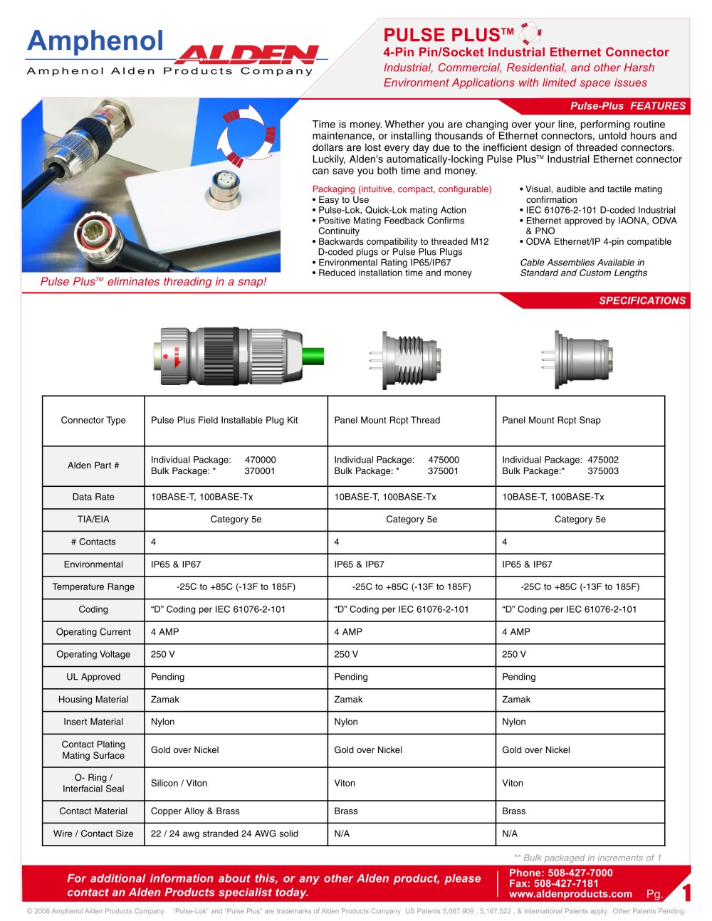 The Revolutionary New Pulse-PlusTM Industrial Ethernet Receptacles & Plugs - Alden
