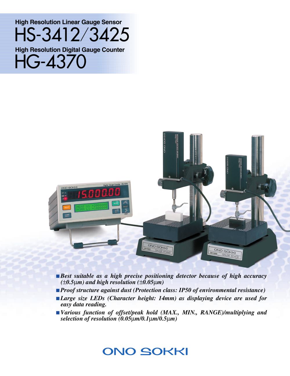 High Resolution Linear Gauge Sensor & Counter | 2 pages - Onosokki