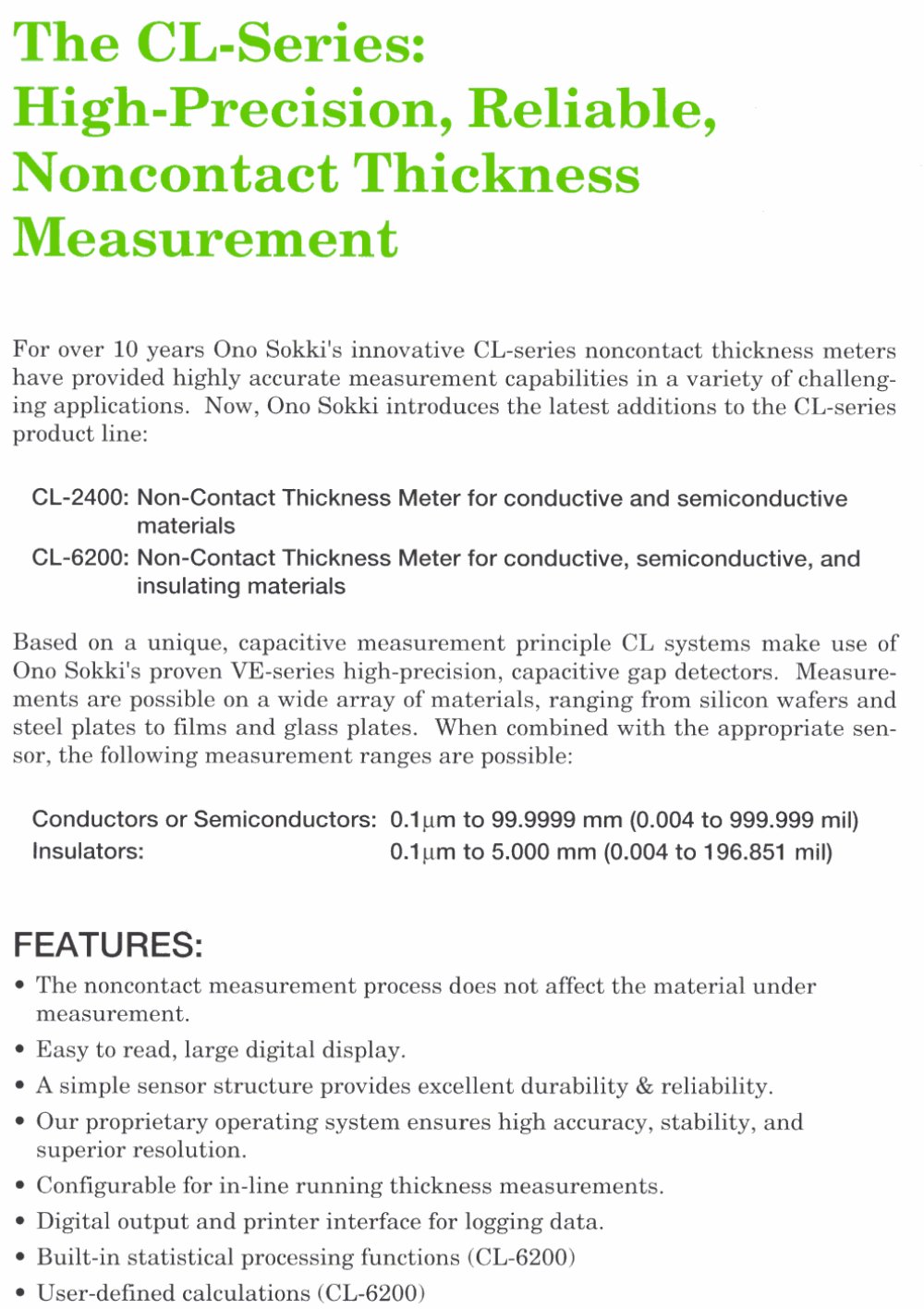 Non-Contact Thickness Meter - Onosokki