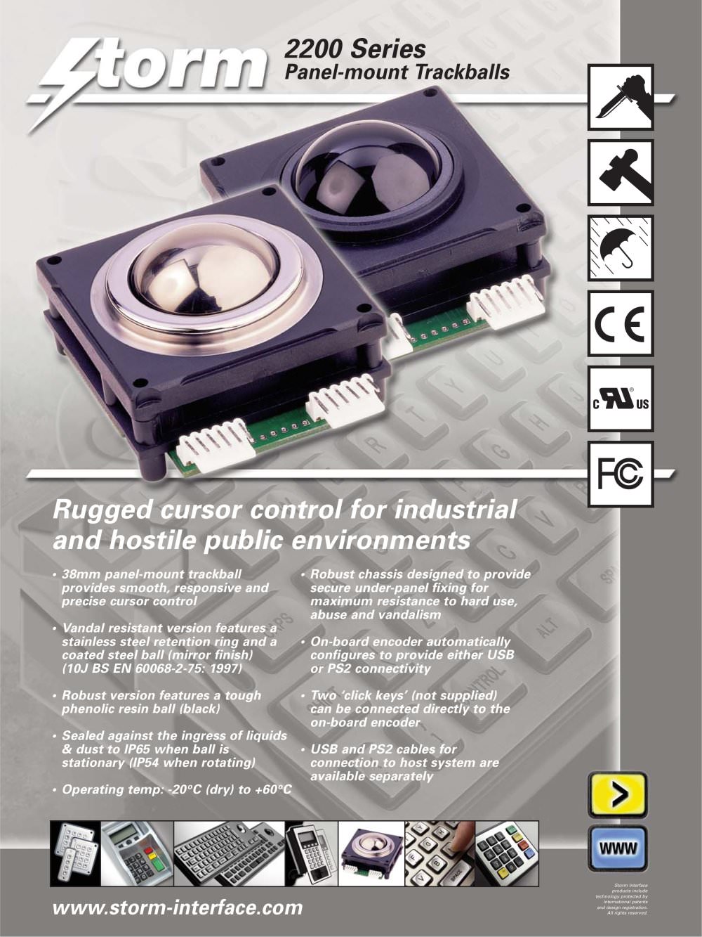 2200 Series - Rugged Trackballs - Storm Keymat Technology