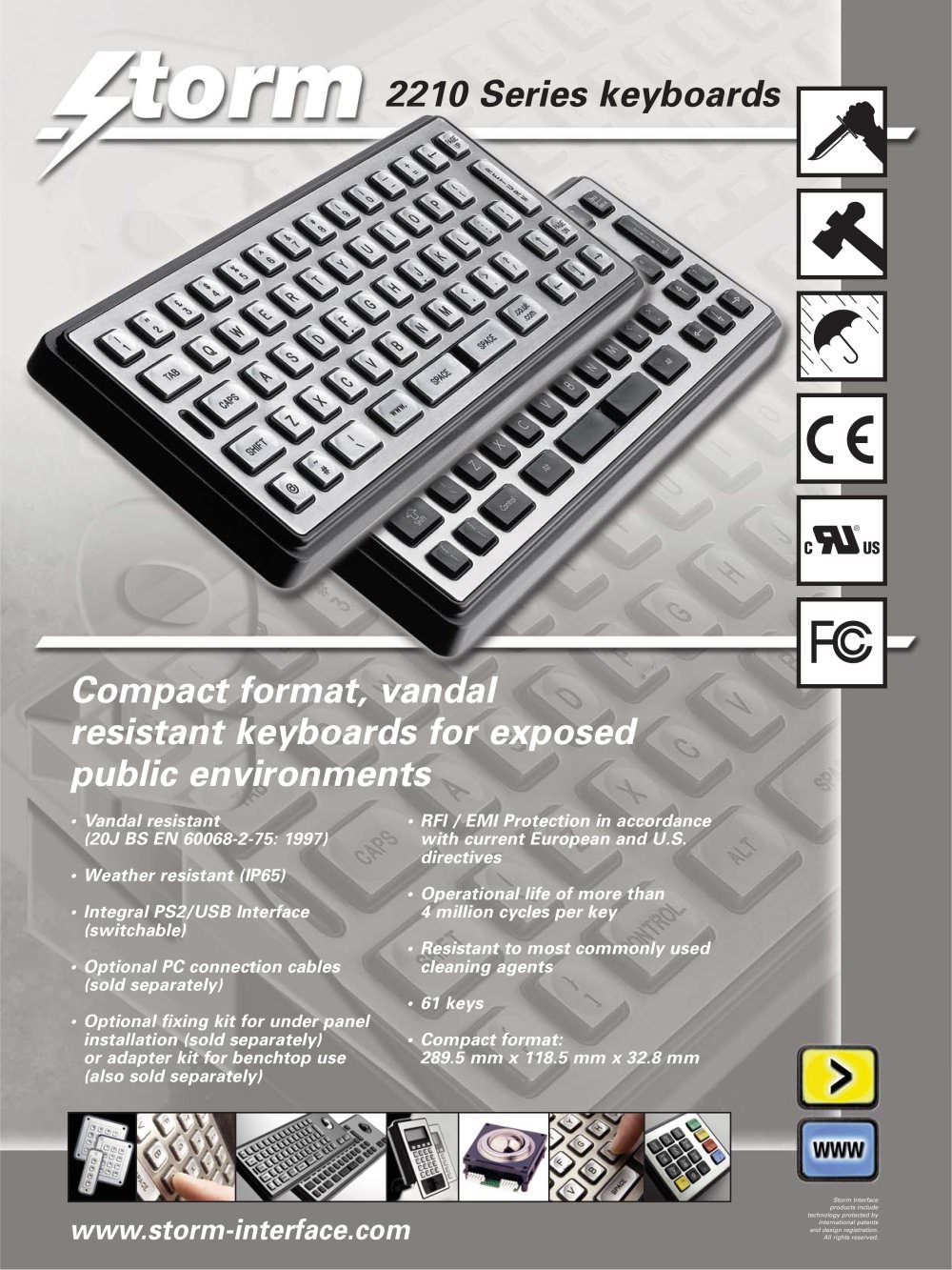 2210 Series - Vandal Resistant Keyboards - Storm Keymat Technology