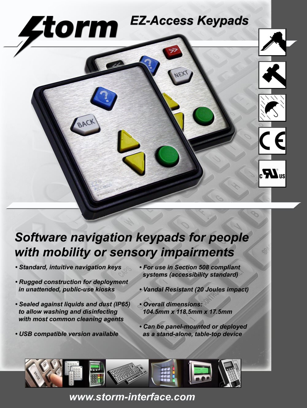 EZ-Access Series - Software Navagation Keypads - Storm Keymat Technology