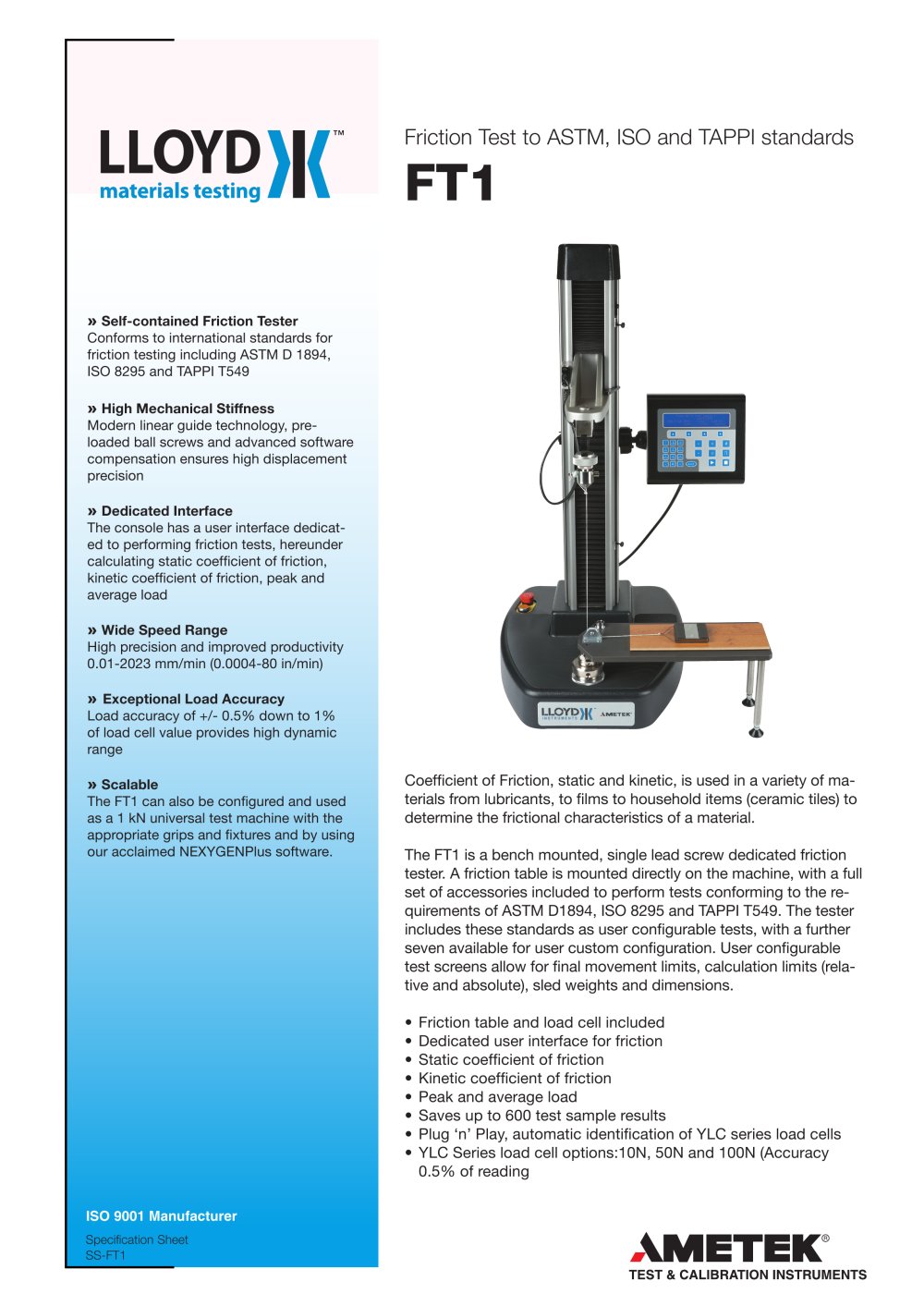 Friction testers - Lloyd Instruments