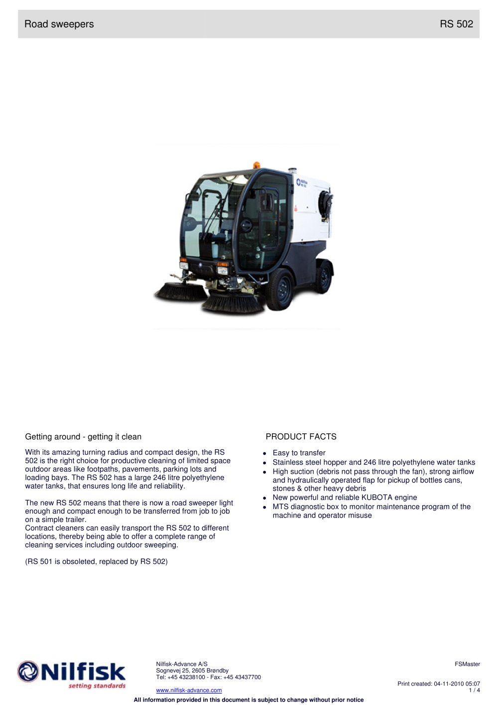RS 502 - Nilfisk-Advance