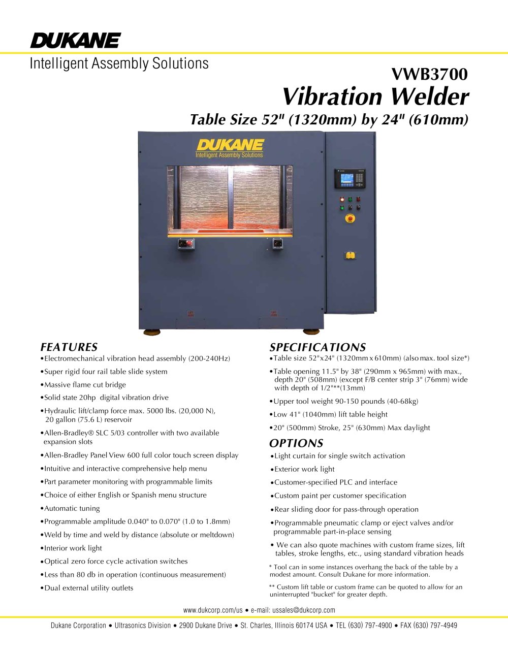 Model 3700 Vibration Welder - Dukane Intelligent Assembly Solutions