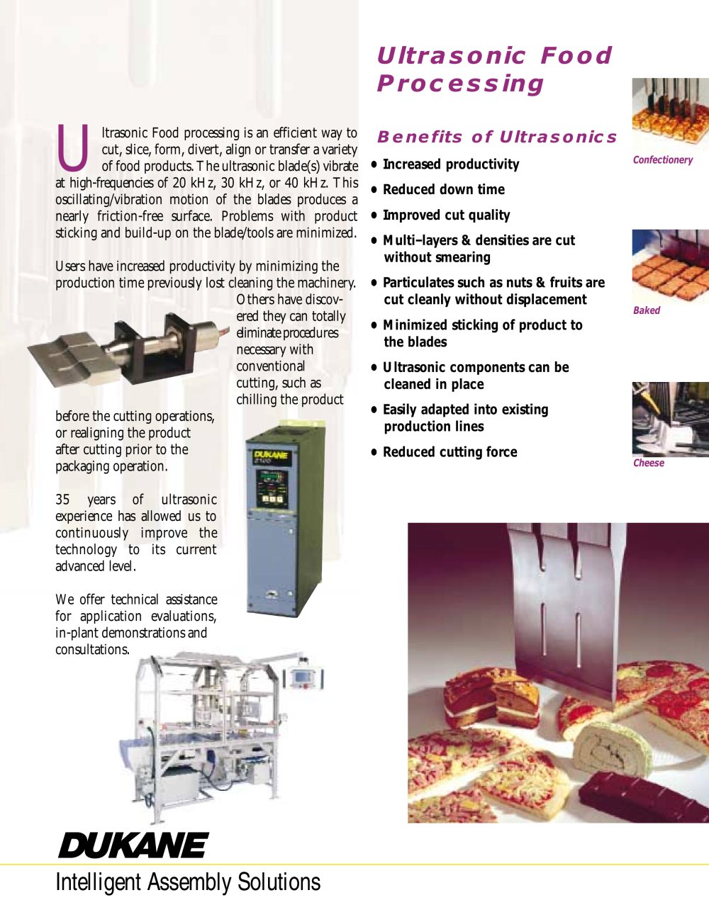 Ultrasonic Food Processing - Cutting - Dukane Intelligent Assembly Solutions