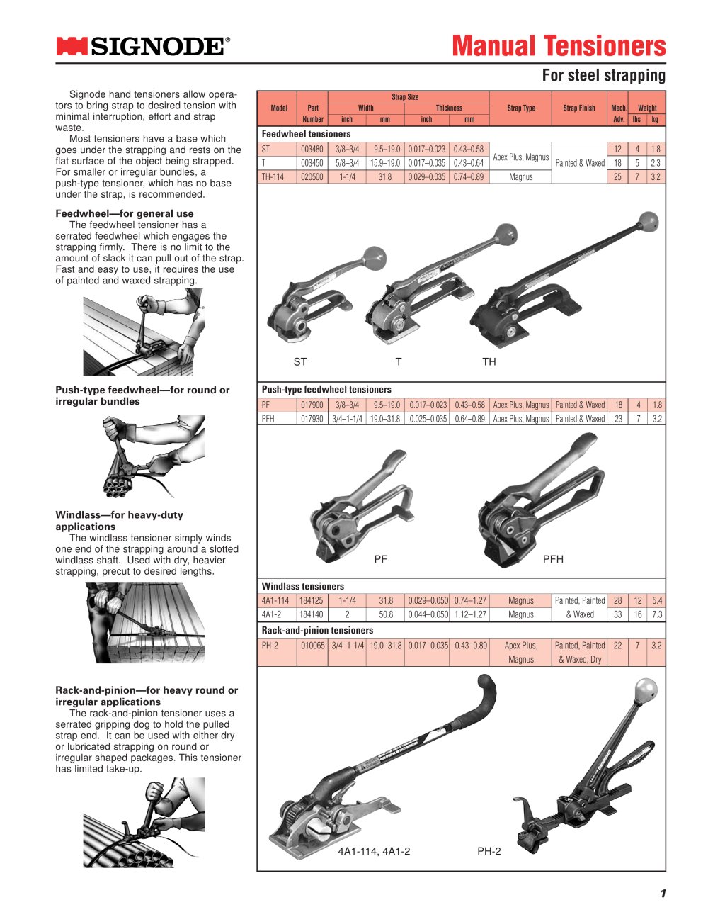 Manual tensioner: ST, T, TH, PF, PFH - 1 / 1 Pages