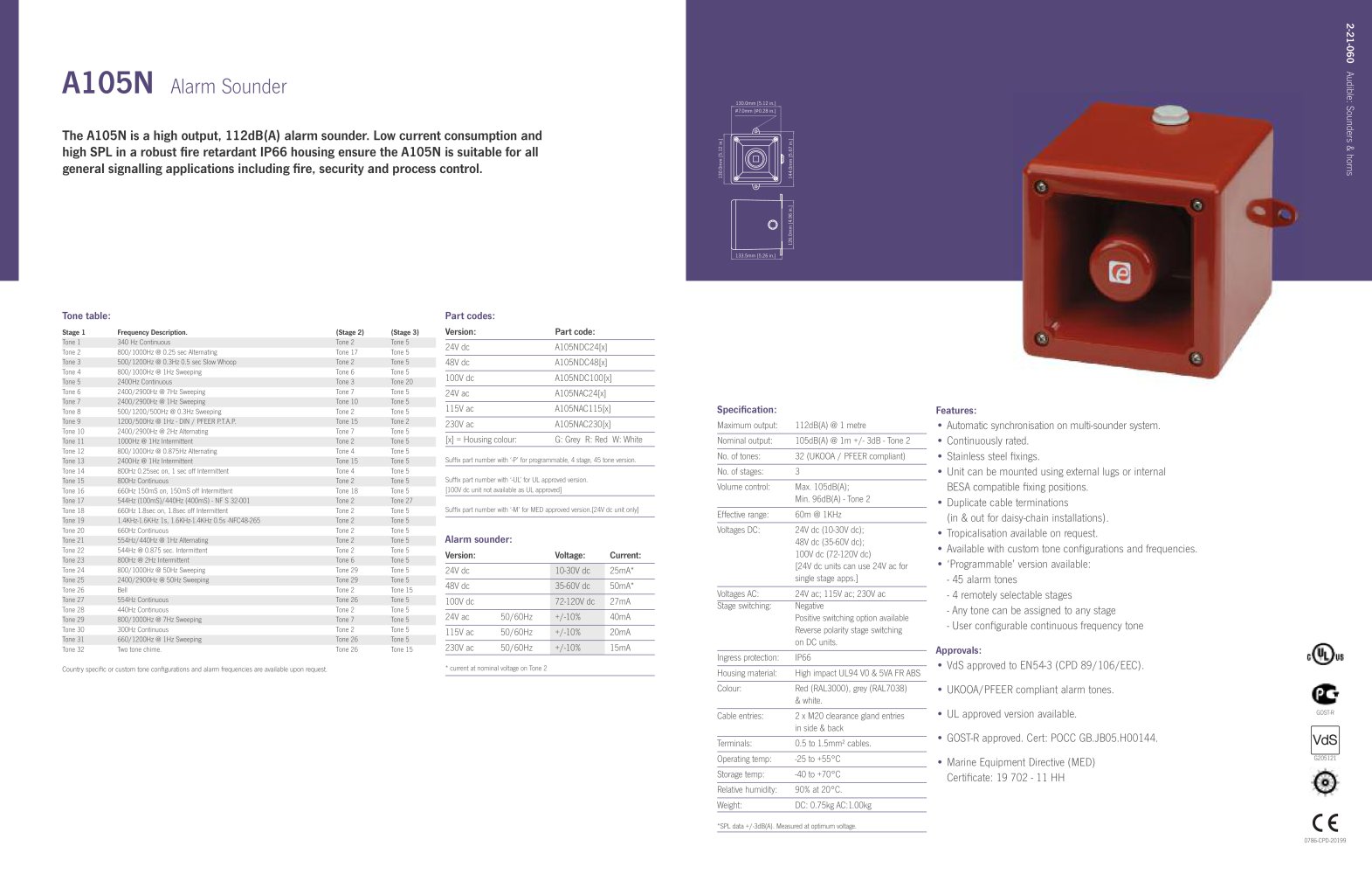 A105N 'Appello' Speech & Tone Alarm Sounder - E2S