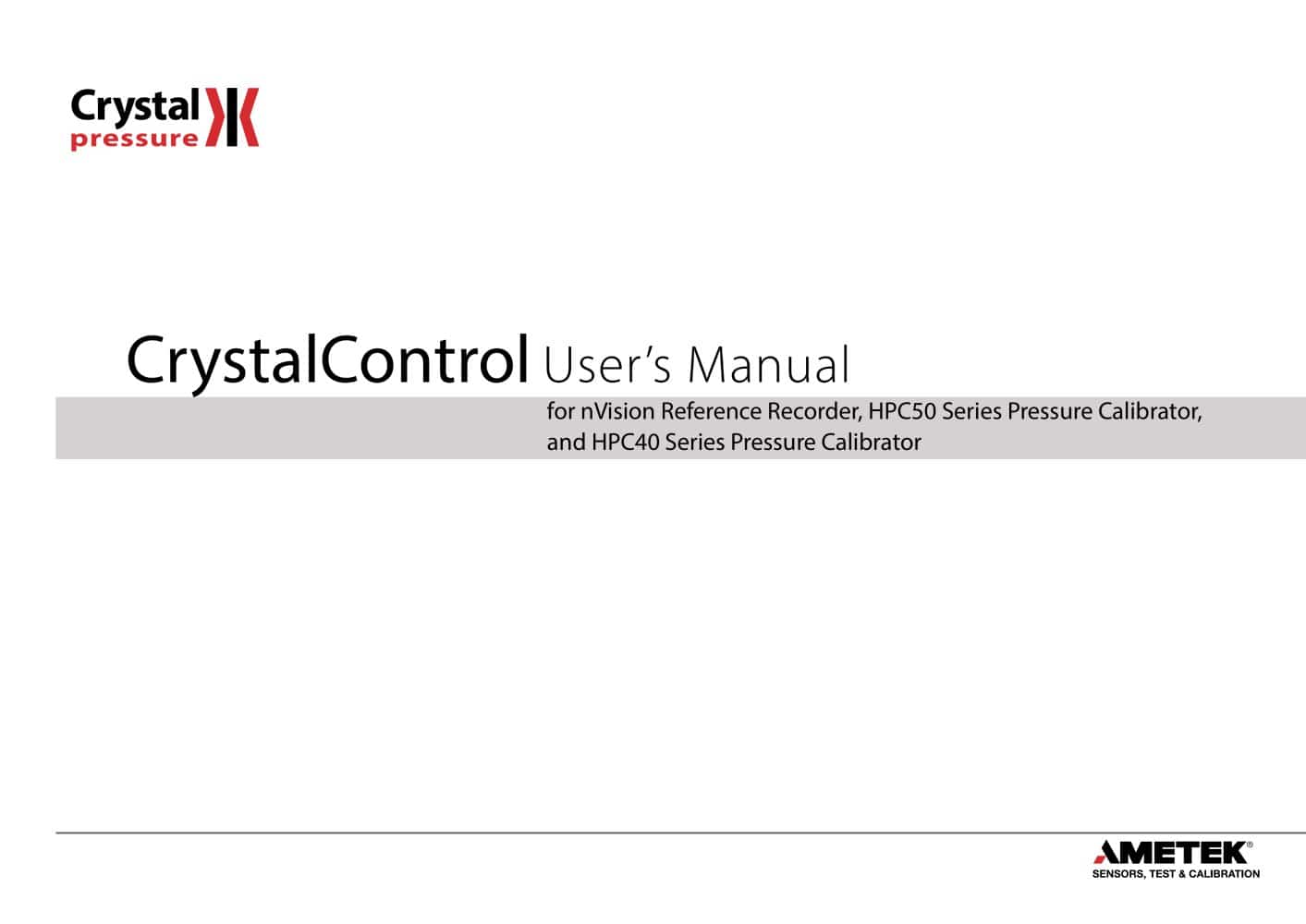 CrystalControl, nVision Reference Recorder Software Manual - Crystal Engineering