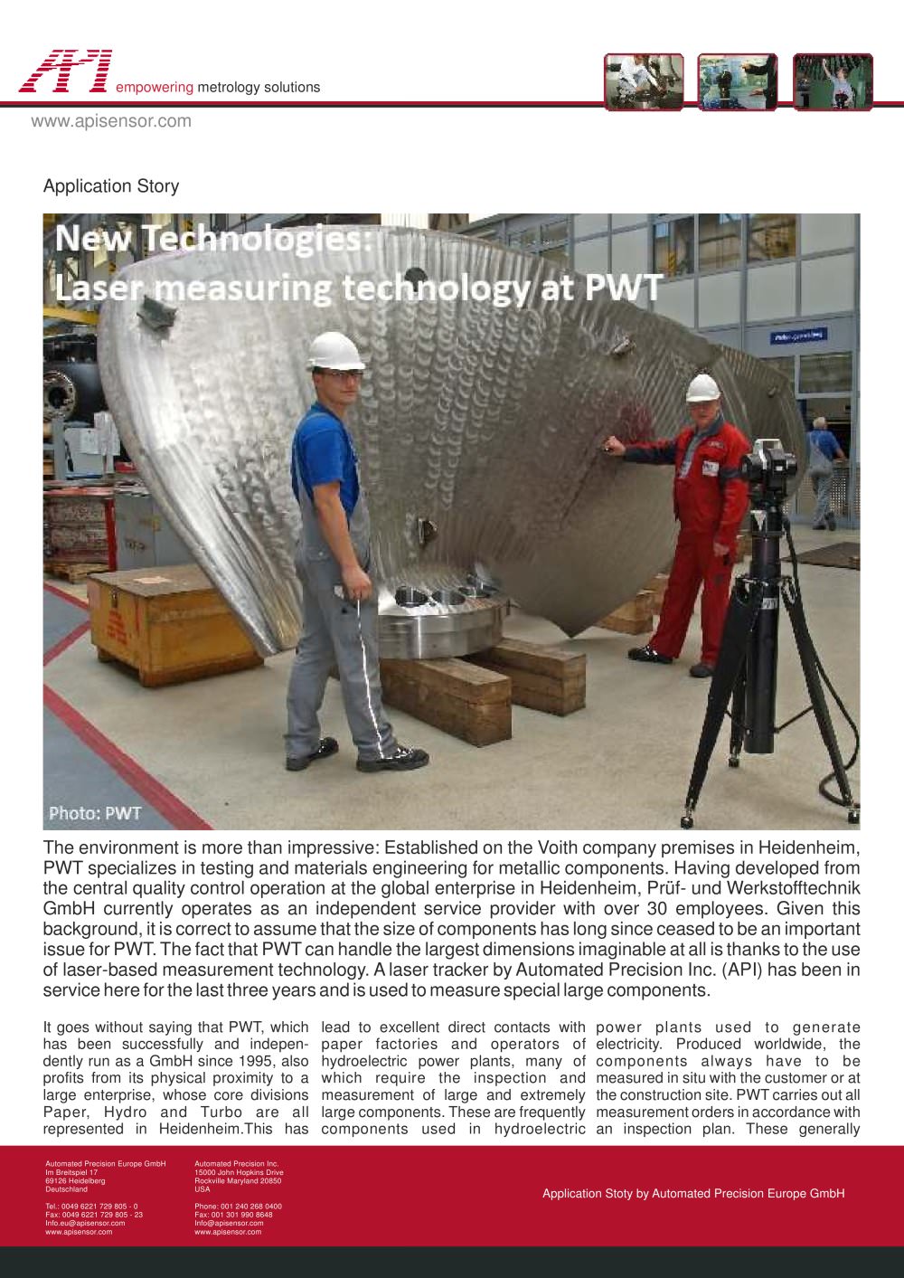 Measurement services for paper factories and hydroelectric power plants - API - Automated Precision Europe GmbH