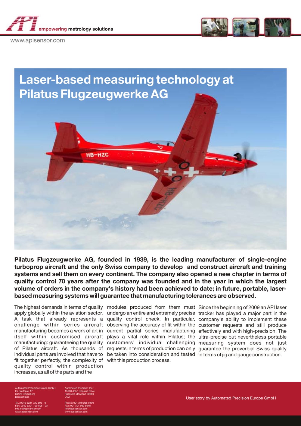 Pilatus Flugzeugwerke AG: Laser-based measuring technology - API - Automated Precision Europe GmbH