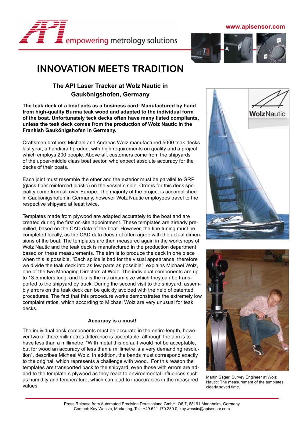 Shipbuilding: Teak deck production at Wolz Nautic - API - Automated Precision Europe GmbH