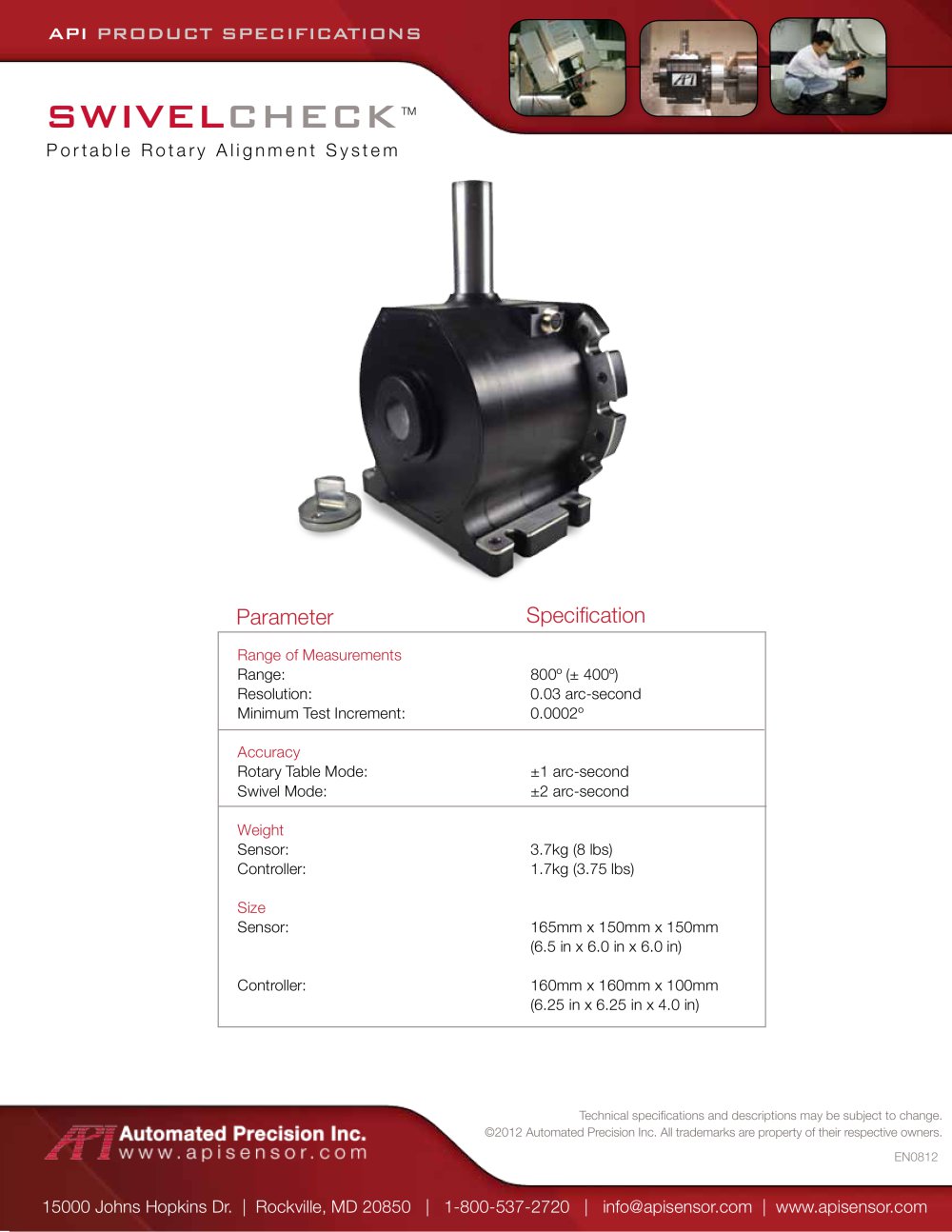 Swivelcheck Datasheet - API - Automated Precision Europe GmbH