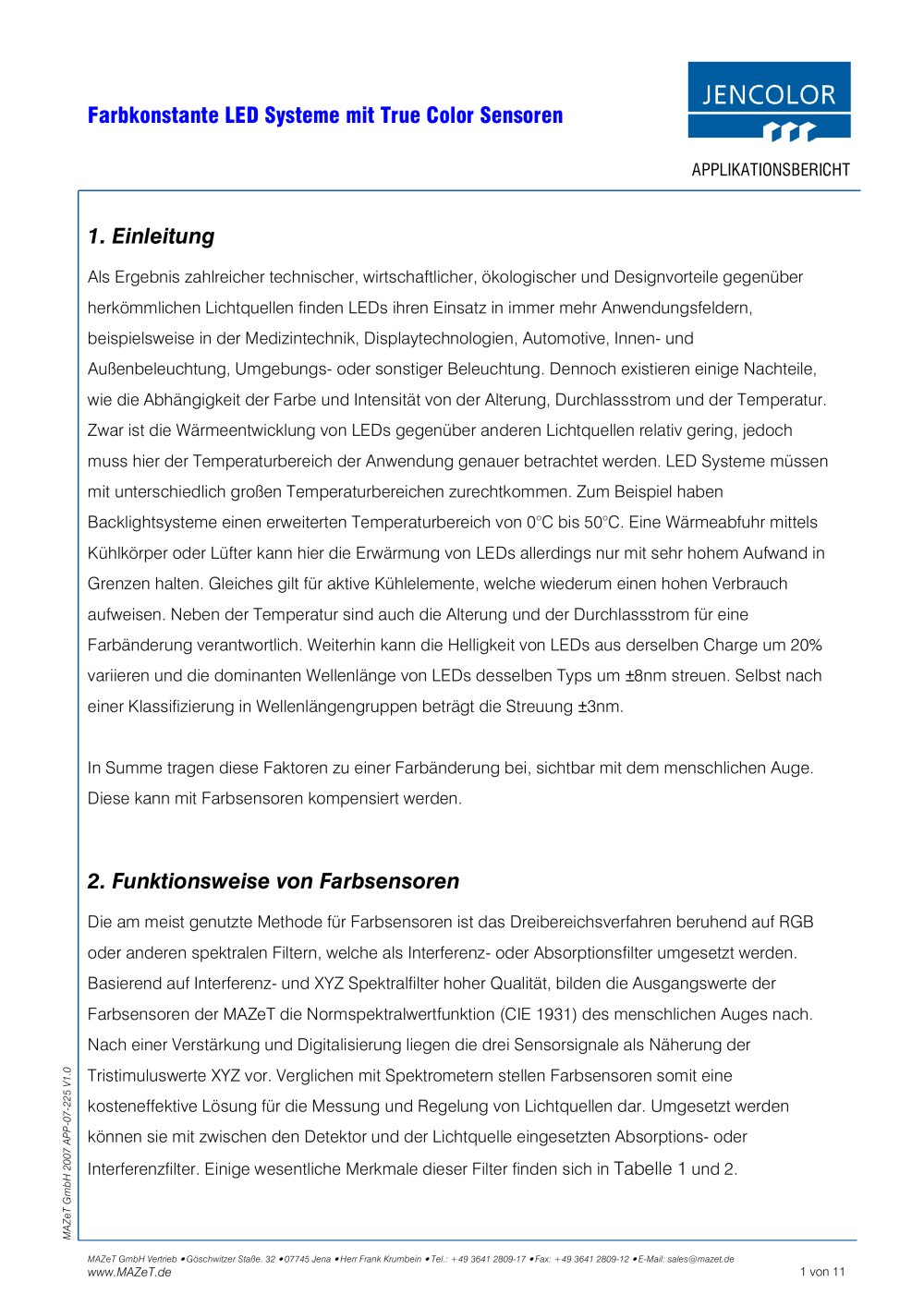 Application Report - Improved LED systems with true color sensors - MAZeT