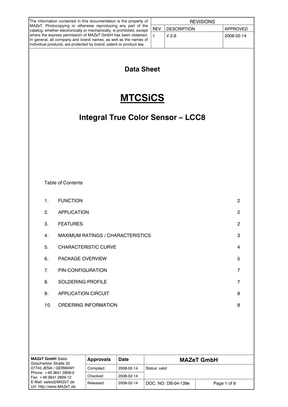 Data Sheet - MTCSiCS - MAZeT