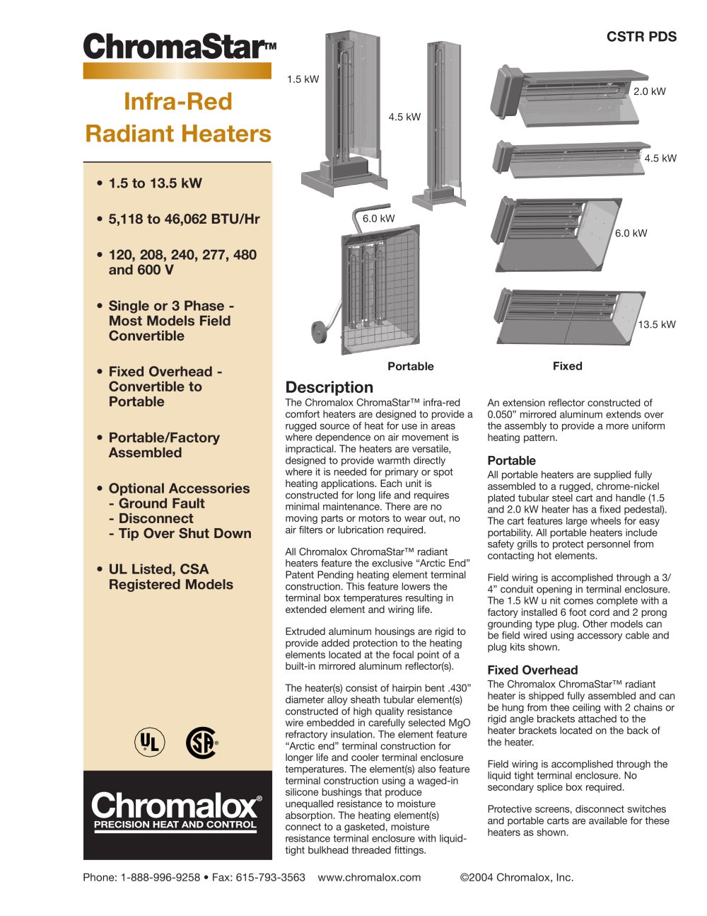 ChromaStar� Infra-Red Radiant Heaters - Chromalox