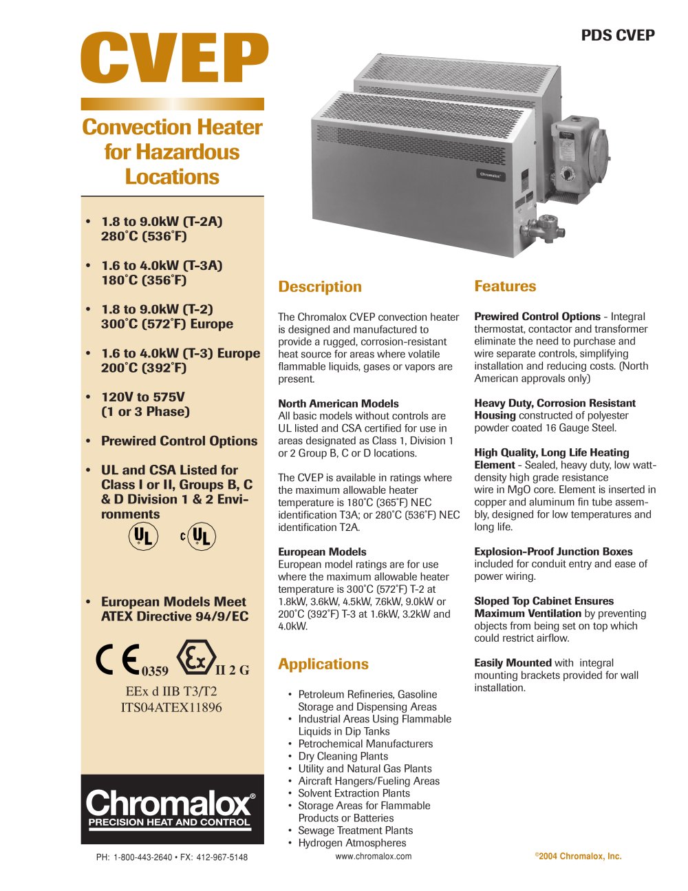 Convection Heater For Hazardous Locations - Chromalox