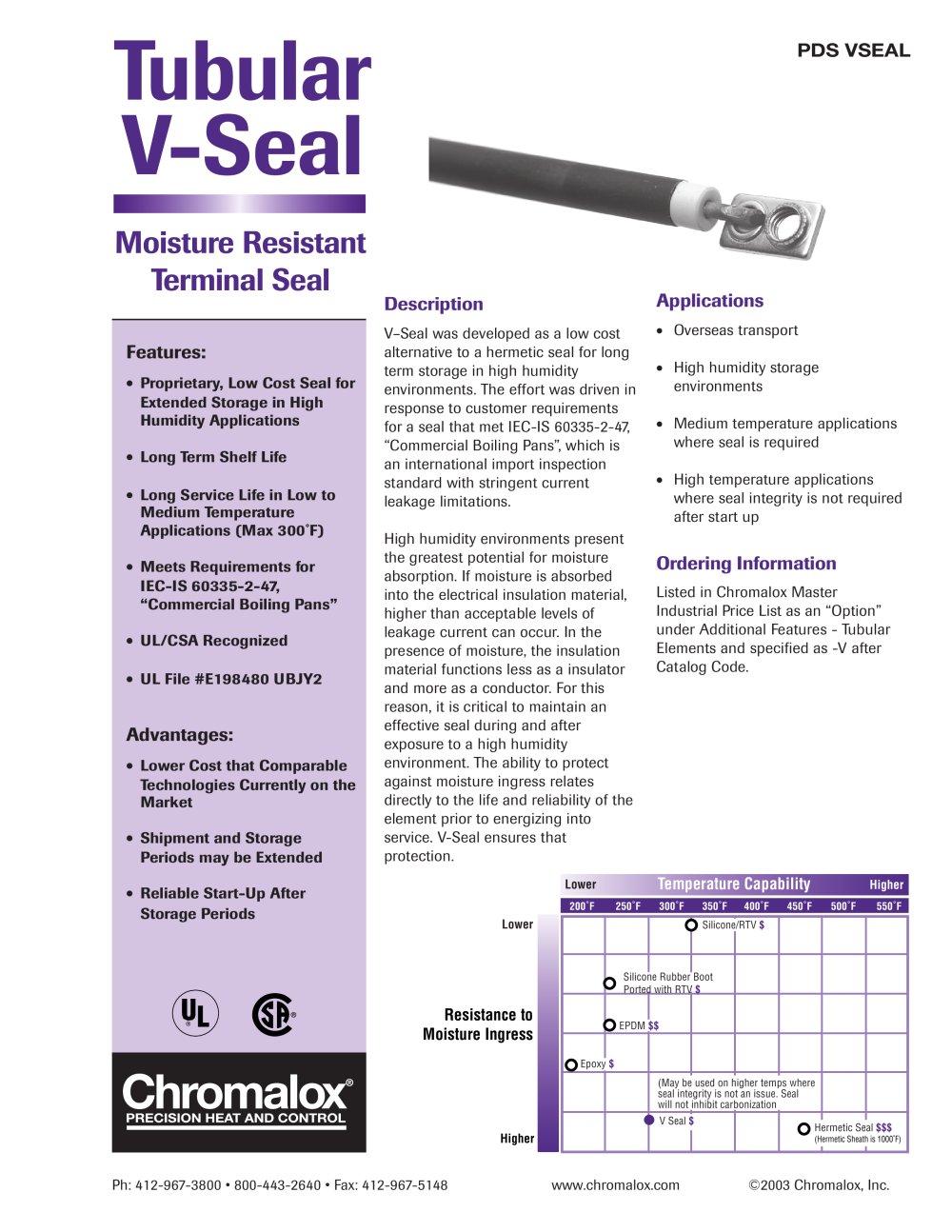 Tubular V-Seal - Chromalox