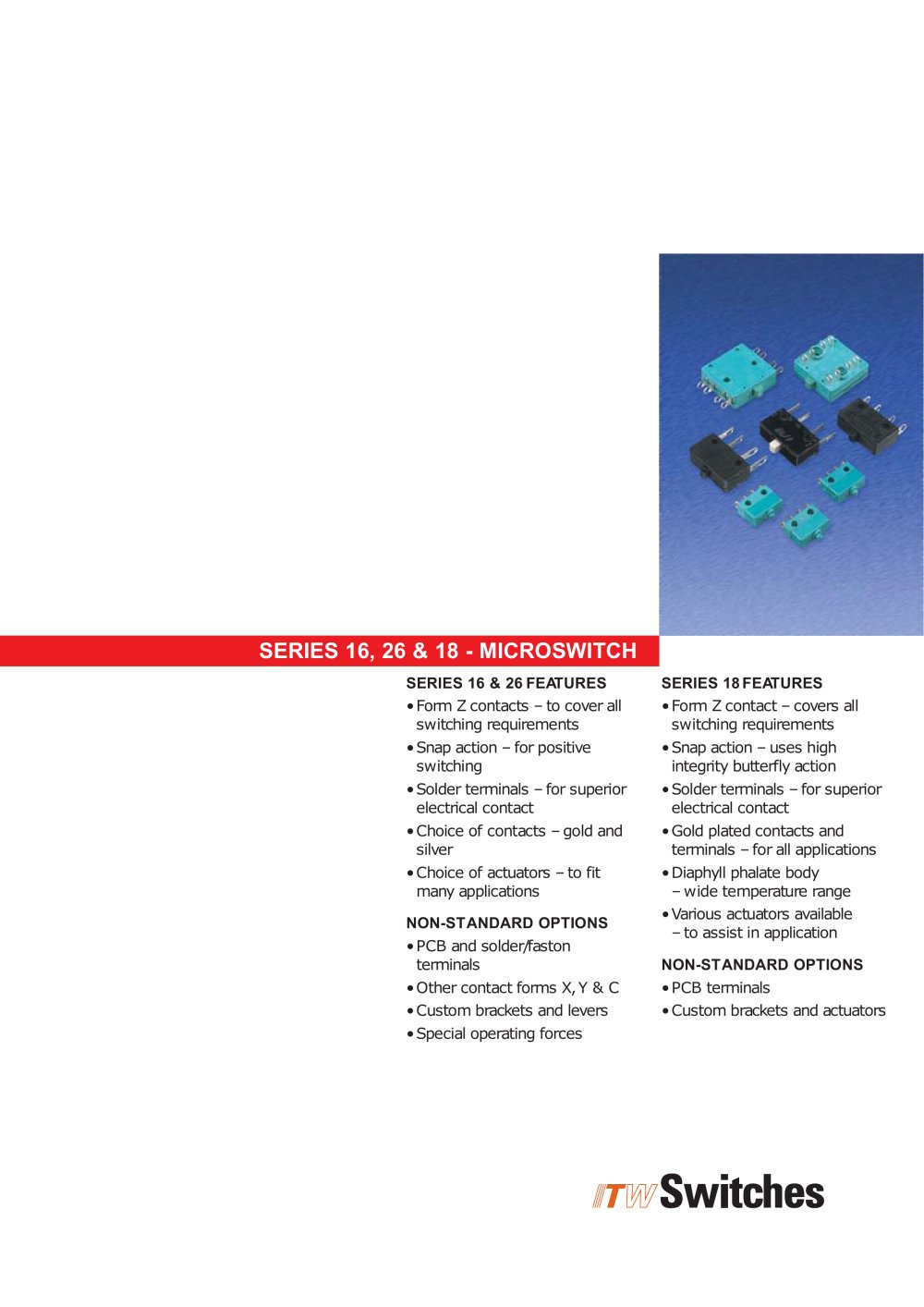 Microswithces Series 16.26&18 - ITW Switches