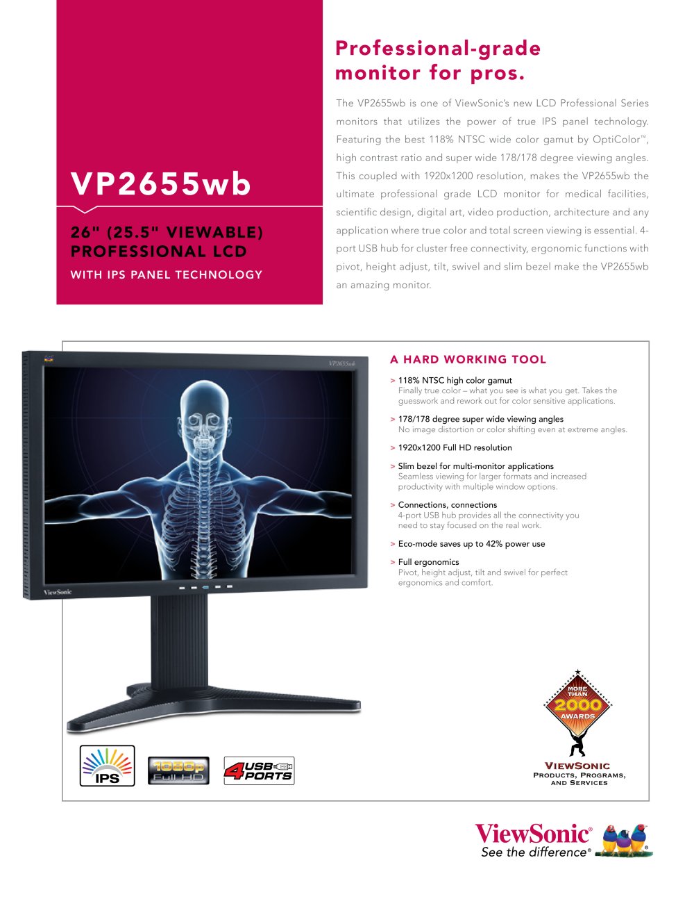 VP2655wb Professional-grade monitor for pros - ViewSonic