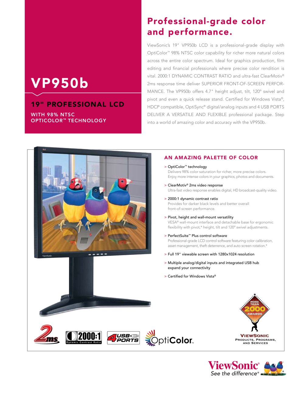 VP950b Professional grade color and performance - ViewSonic