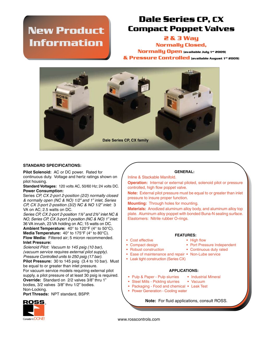 Dale series poppet valves - ROSS Controls