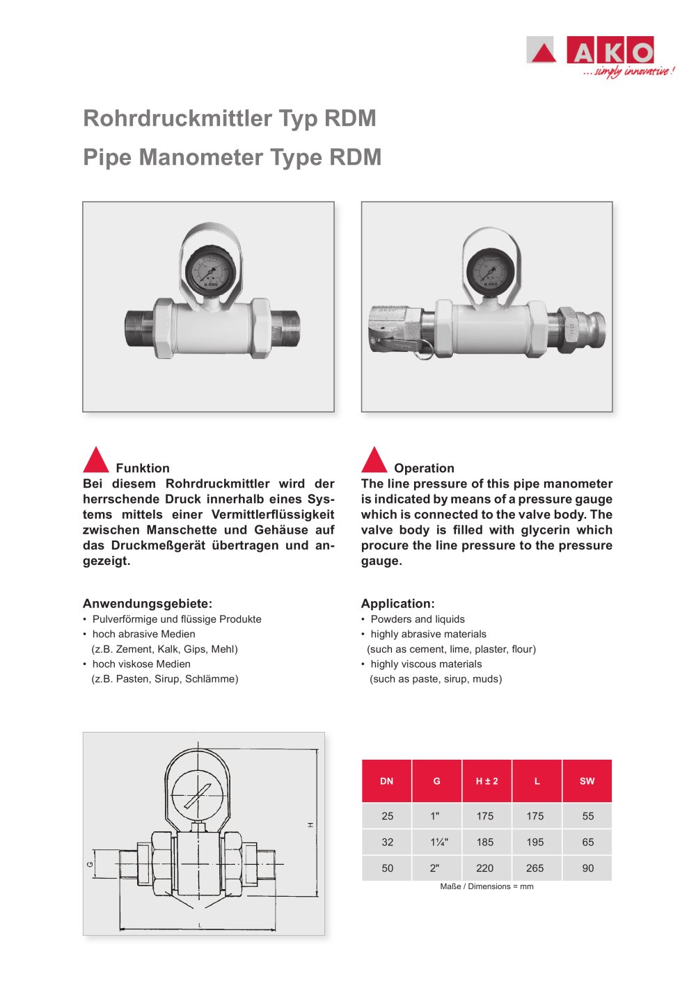 Pipe Manometer - AKO ARMATUREN