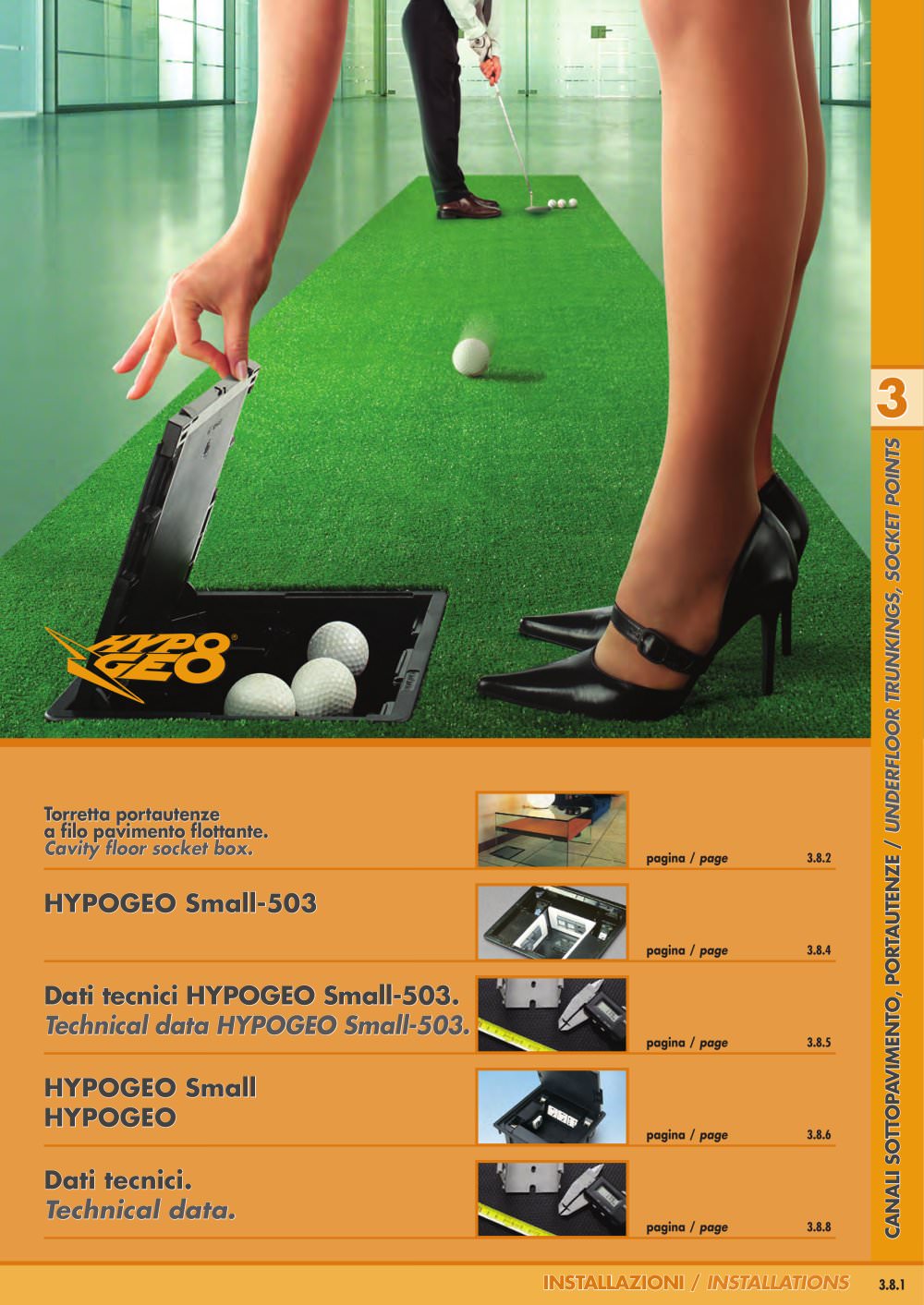HYPOGEO. Foldaway socket point turrets for underfloor. - CANALPLAST