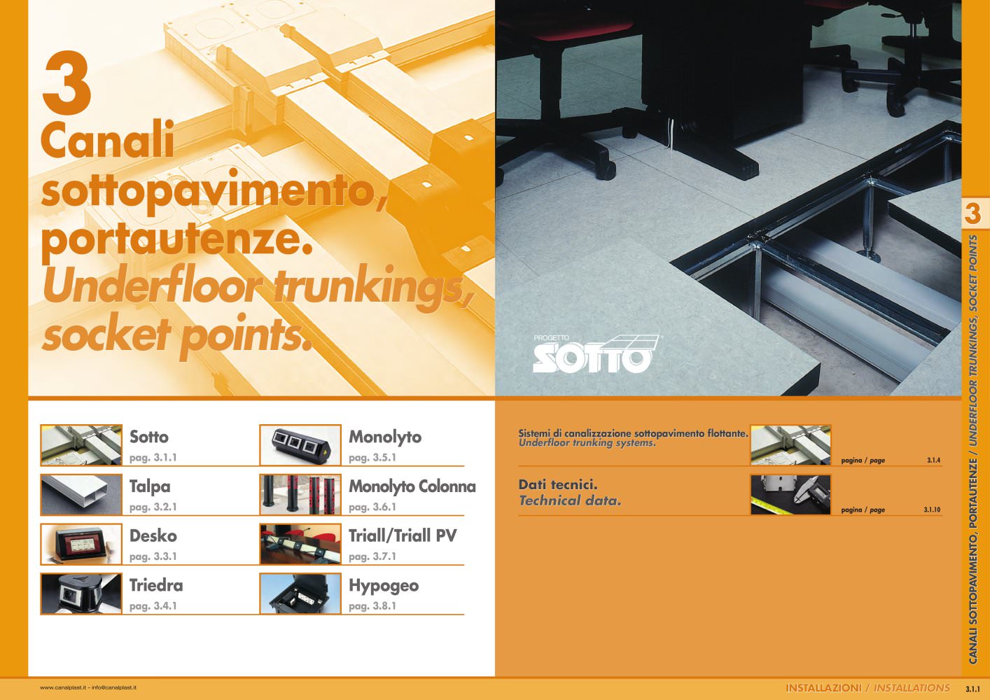 SOTTO. Underfloor trunking systems. - CANALPLAST
