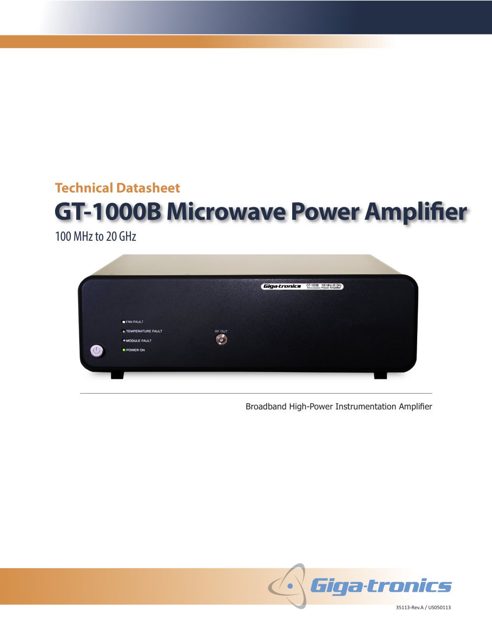 Giga-tronics GT-10XX Series Microwave Power Amplifier Product Flier - Giga-tronics Incorporated