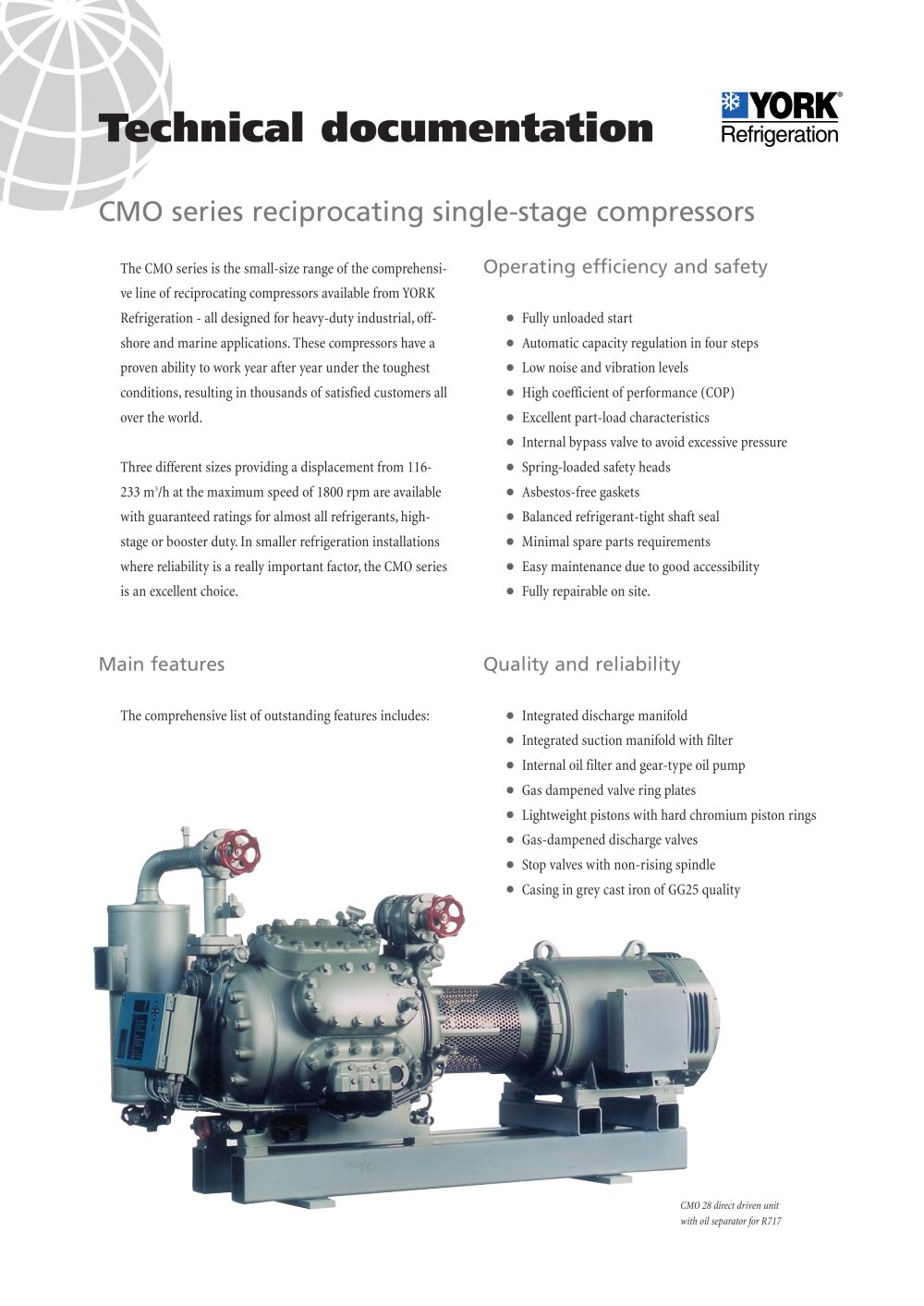 CMO series reciprocating single-stage compressors - YORK Refrigeration
