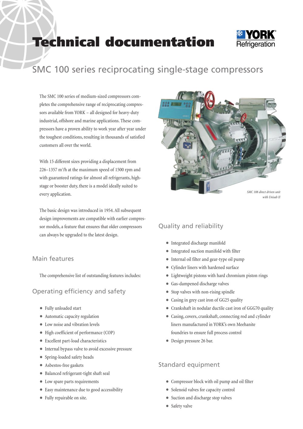 SMC series reciprocating single-stage compressors - YORK Refrigeration