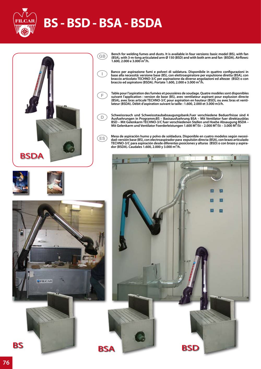FUME EXTRACTION Exhaust Benches - FILCAR