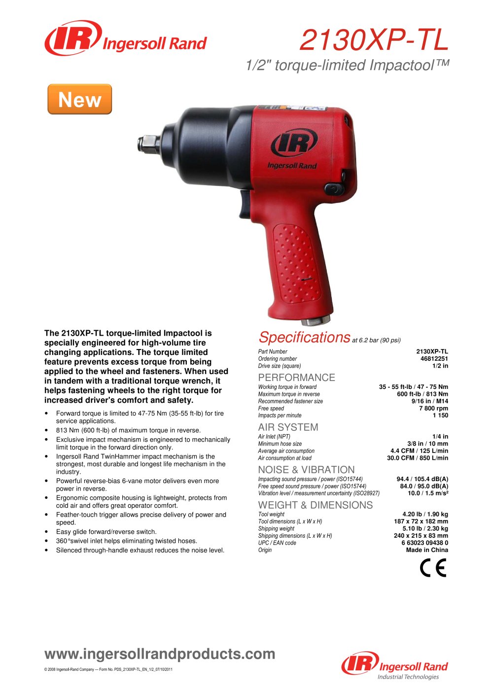 2130XP-TL Torque-Limited Impact Wrench - 1/2" Drive - Ingersoll Rand