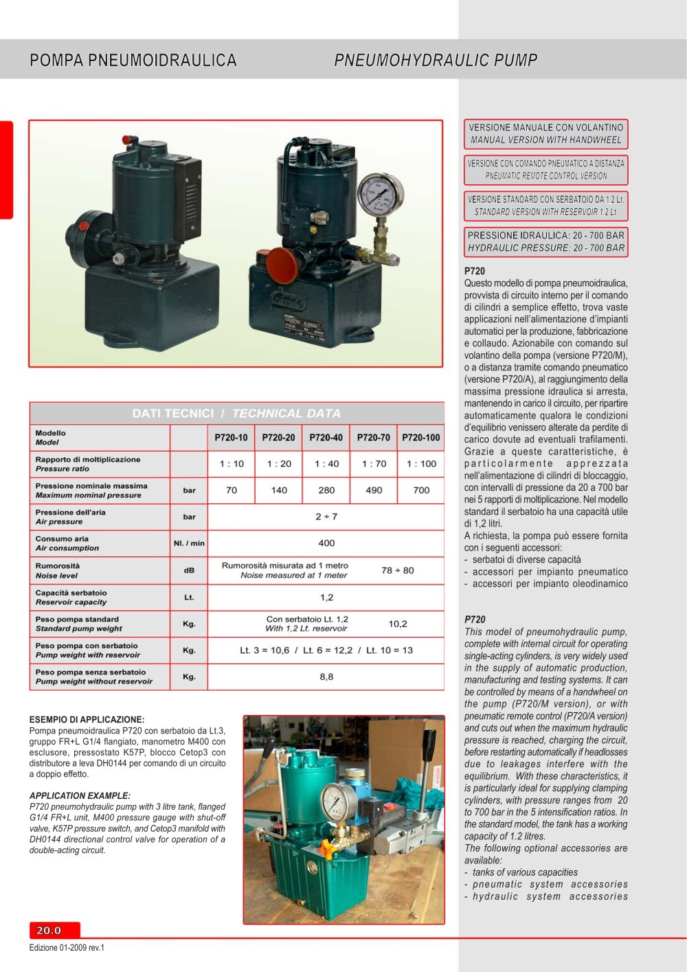 Pneumohydraulic  Pumps P720 - OLMEC