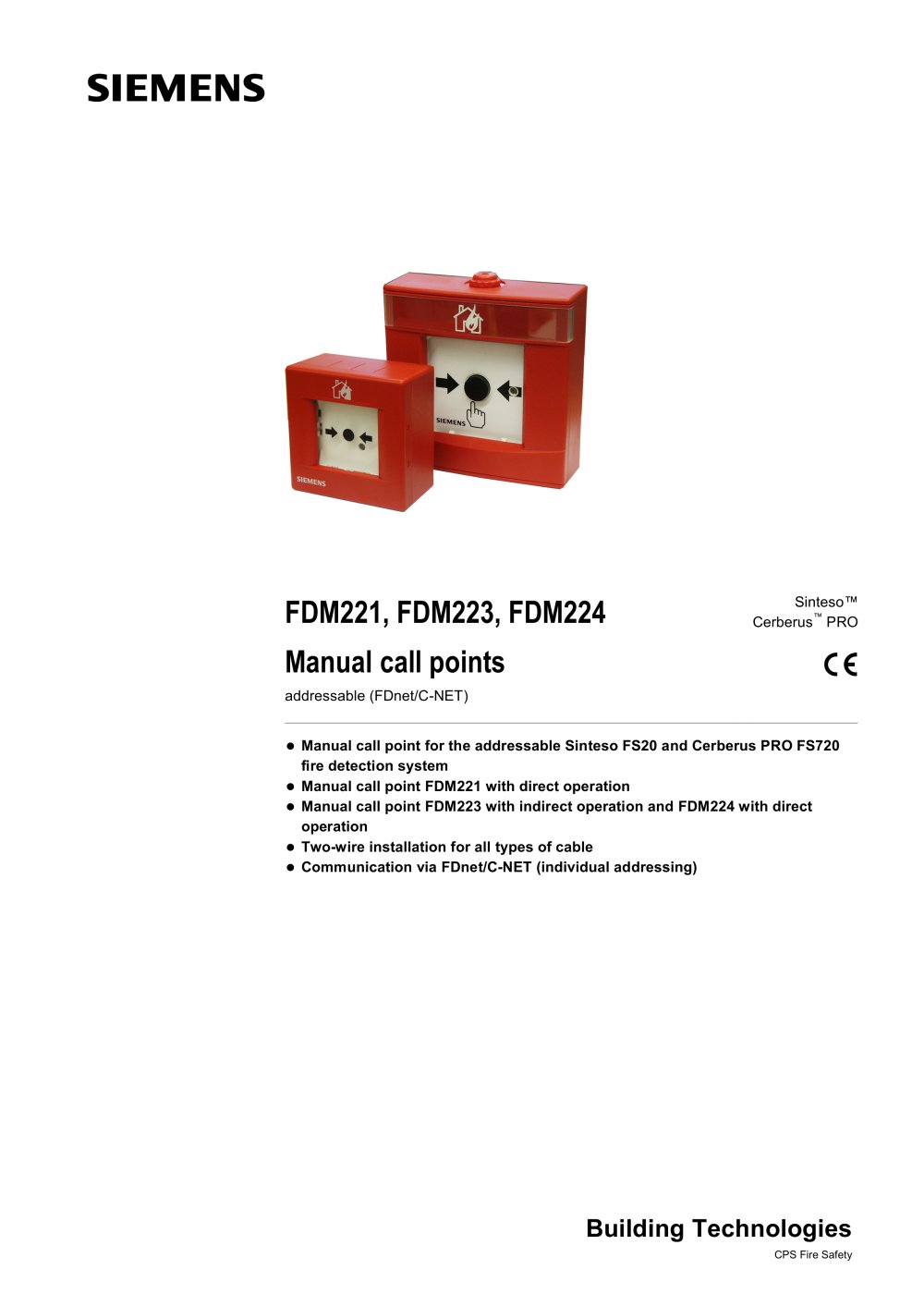 FDM221, FDM223, FDM22421 Manual call points - 1 / 6 Pages