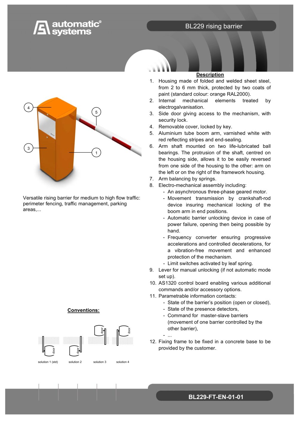automatic rising barrier BL 229 - AUTOMATIC SYSTEMS