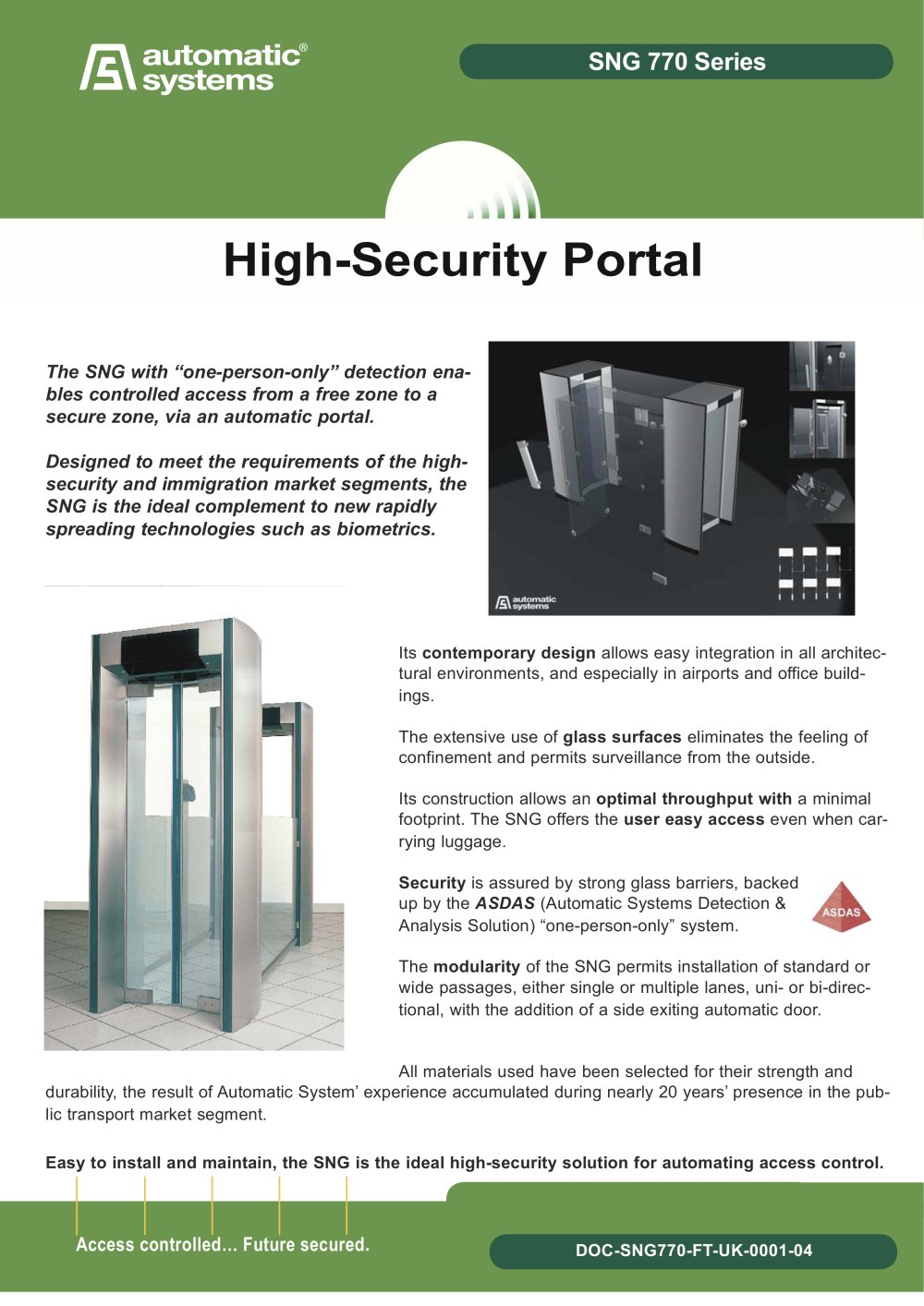 security booth SNG 770 series - AUTOMATIC SYSTEMS