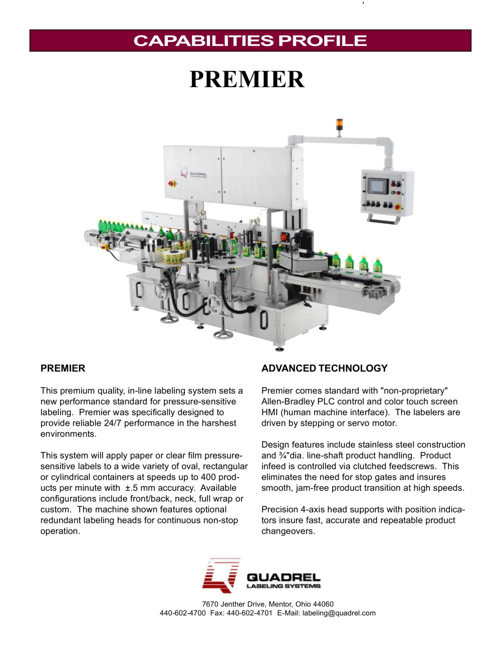 PREMIER labeling system - Quadrel Labeling Systems