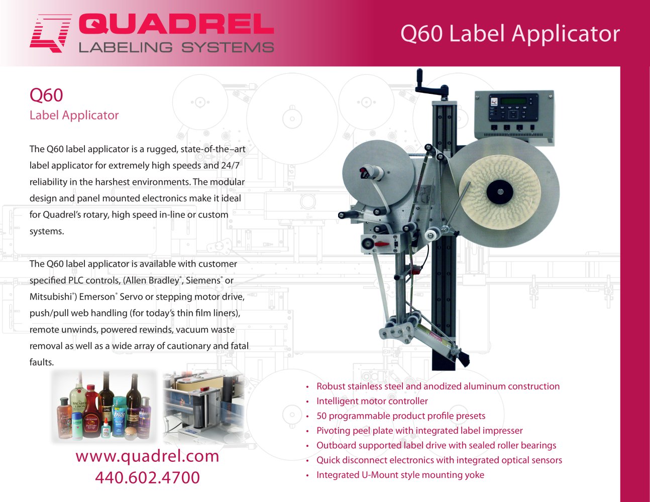 Q60 WIPE-ON APPLICATOR label applicator - Quadrel Labeling Systems