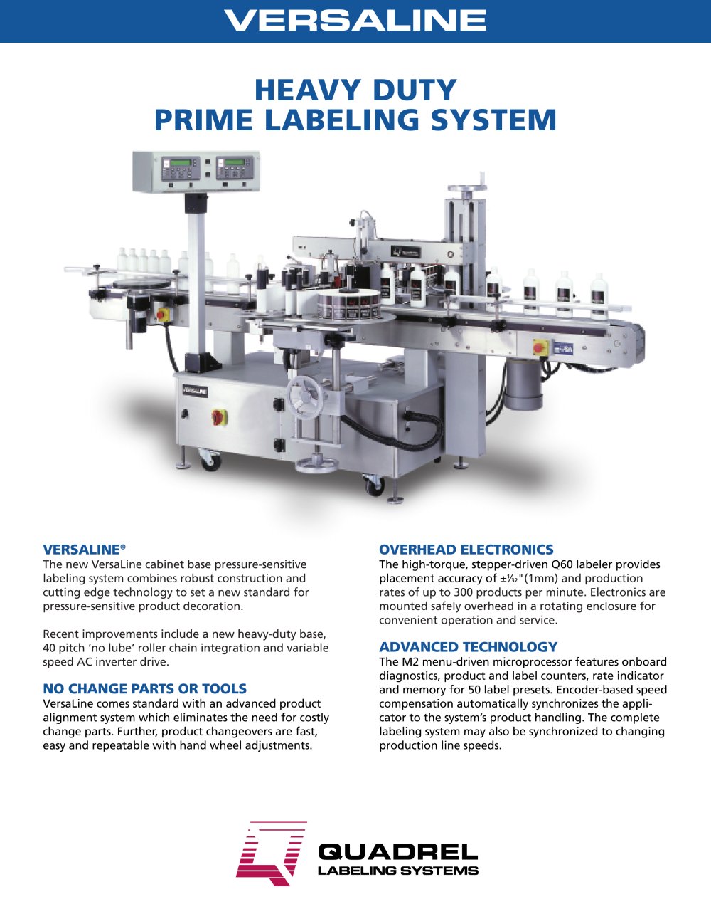 VERSALINE (Cabinet-Based) in  line labeling system - Quadrel Labeling Systems