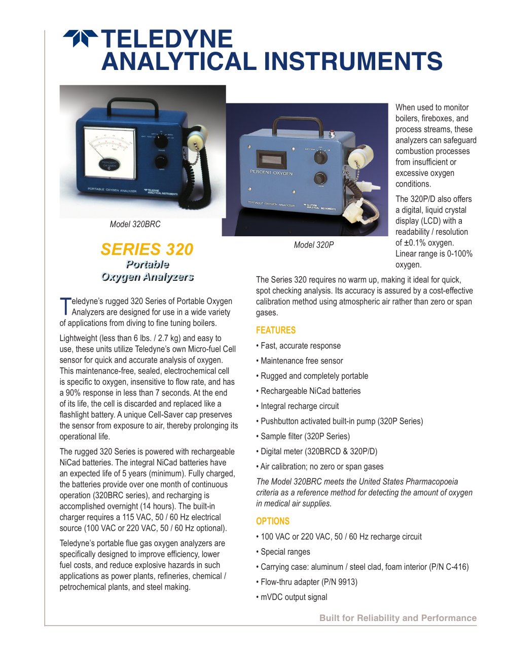 Series 320 - 320B, 320BRC, 320P and 320P/D portable oxygen analyzers - TAI