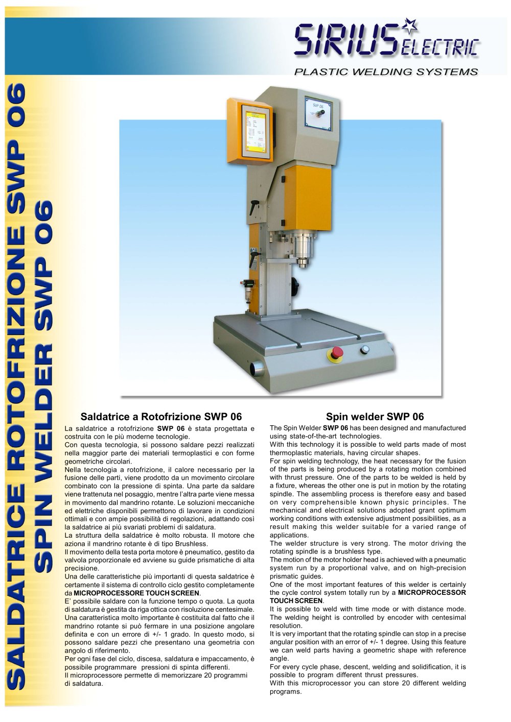 SPIN WELDER SWP 06 - SIRIUS ELECTRIC