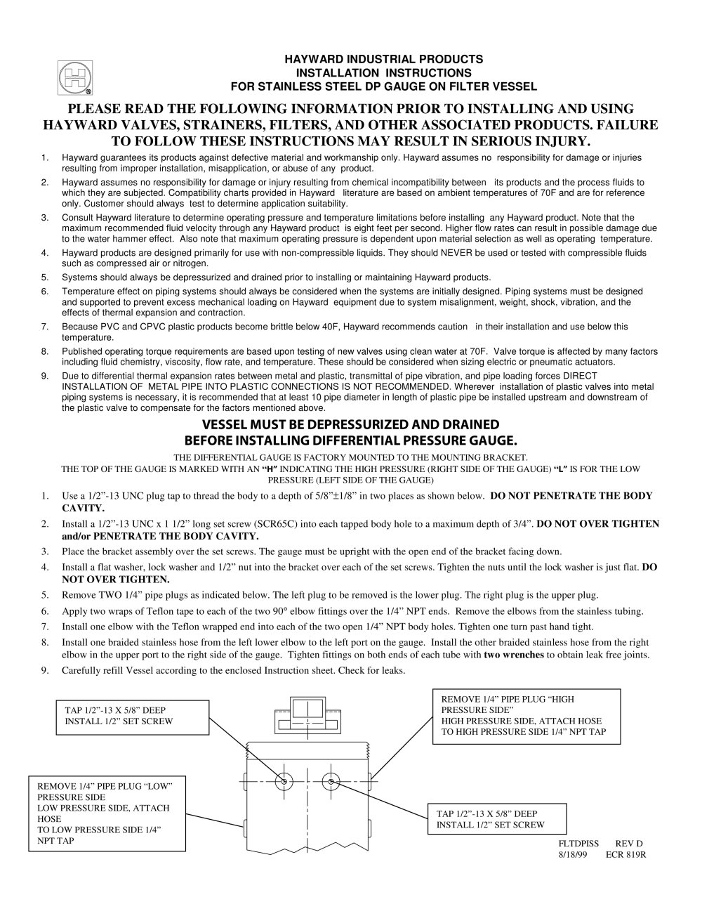 Differential Pressure Switch - HAYWARD Flow Control