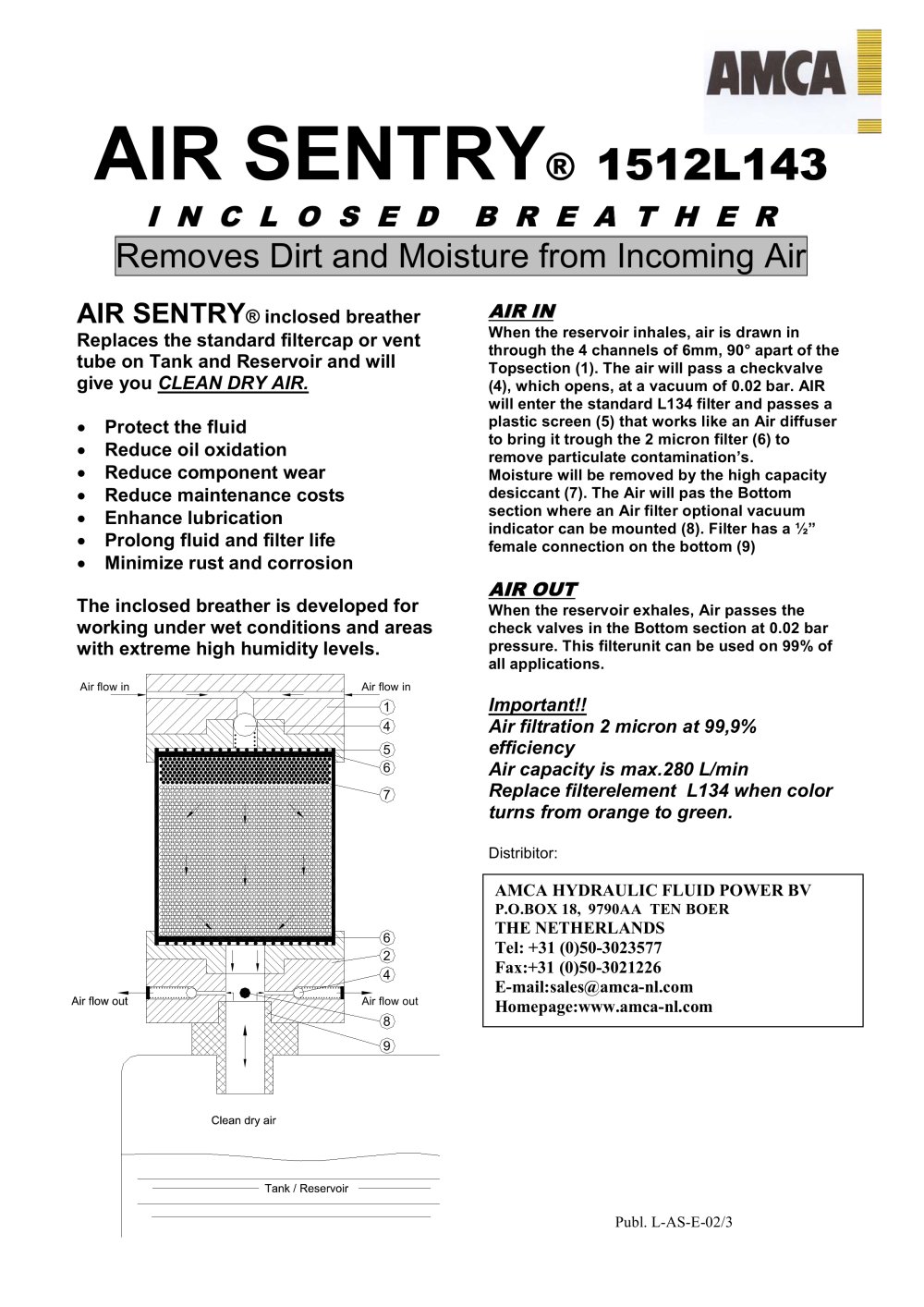 AIR SENTRY - Inclosed breather - AMCA Hydraulic Fluid Power
