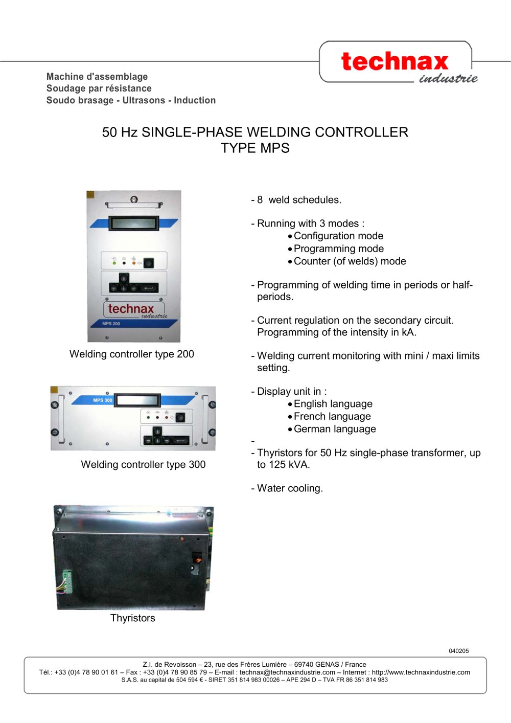 50 Hz single-phase welding controller - TECHNAX