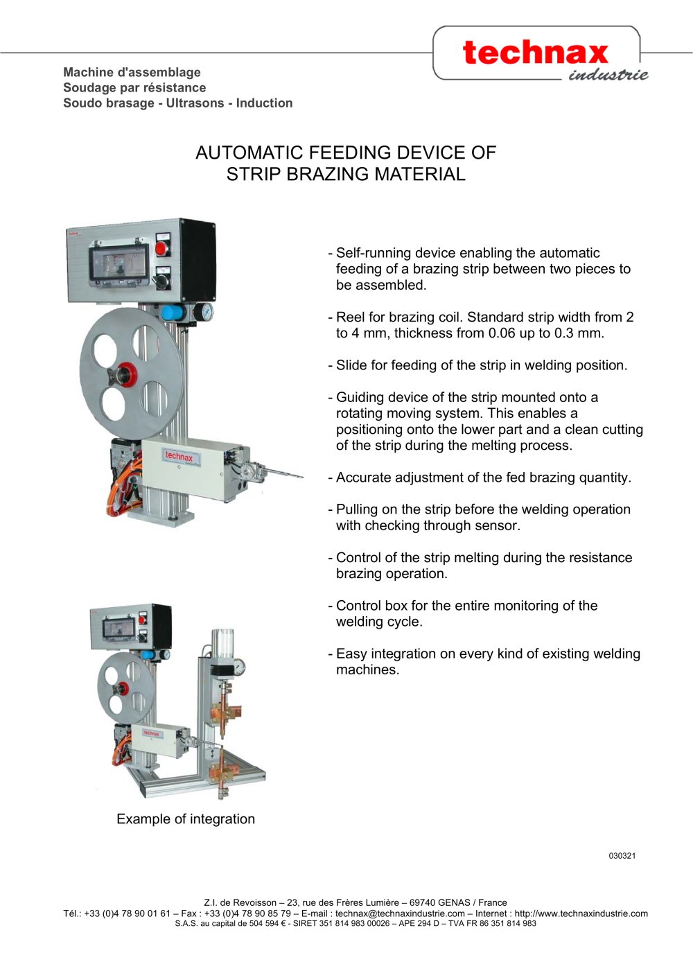Automatic strip brazing feeding device - TECHNAX
