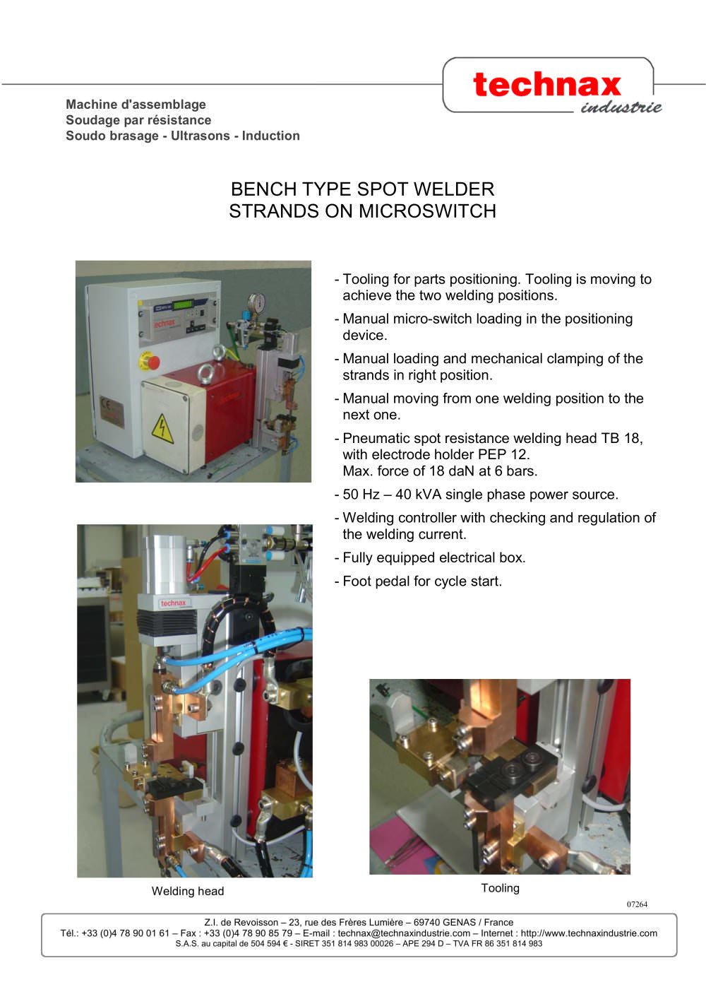 Bench type spot welder strands on microswitch - TECHNAX