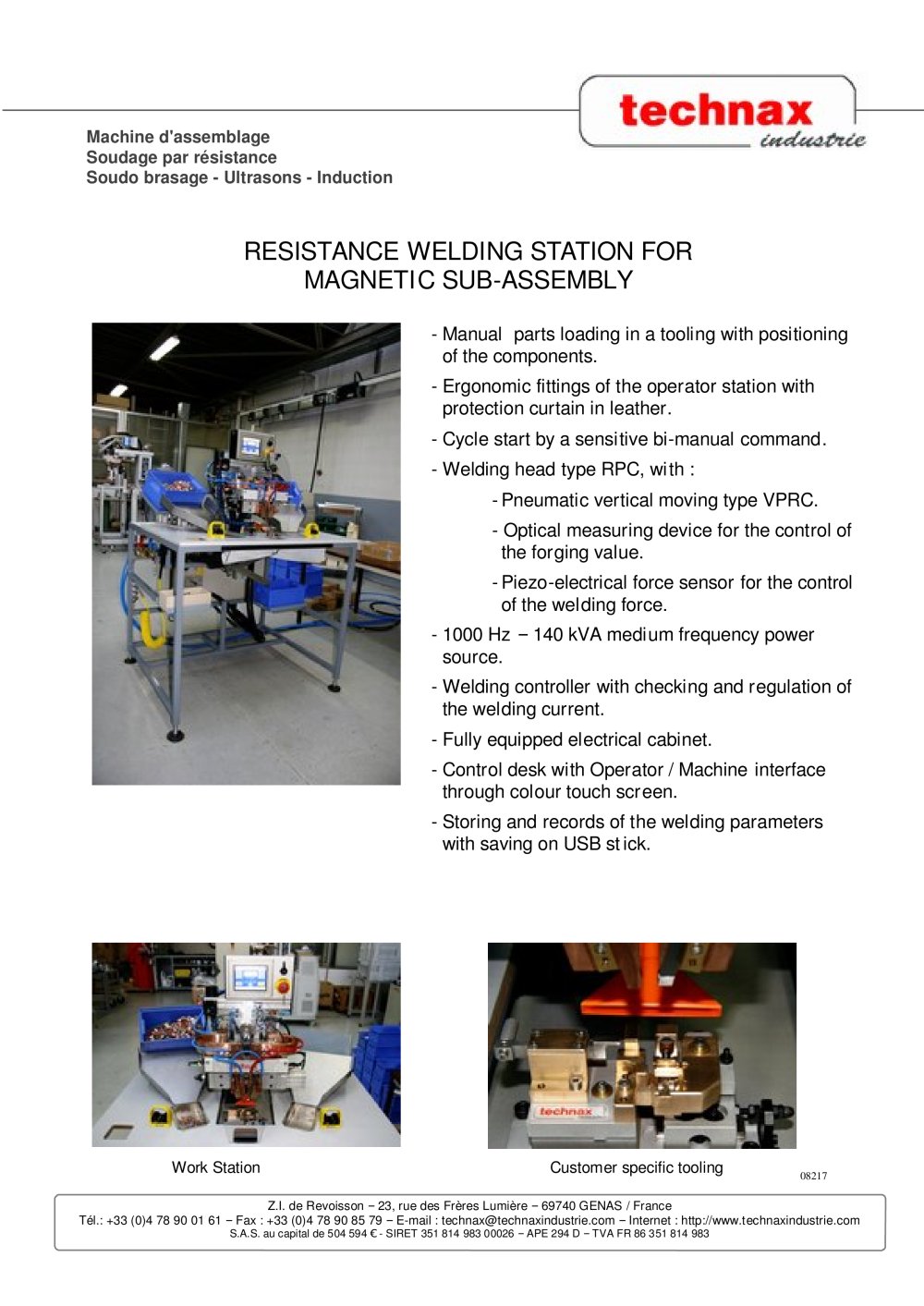 Resistance welding station for magnetic sub-assembly - TECHNAX