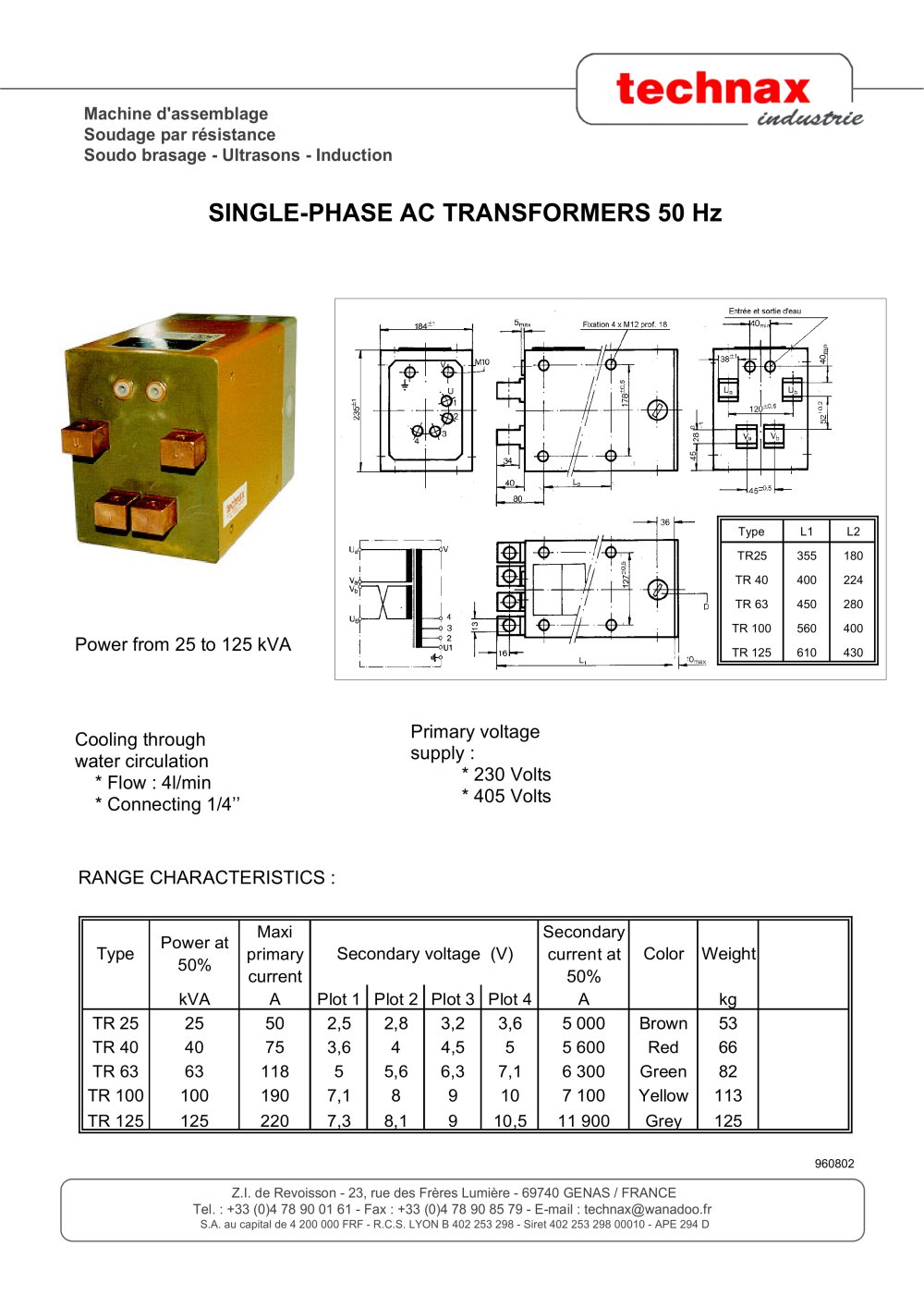 Single-phase AC transformers 50Hz - TECHNAX